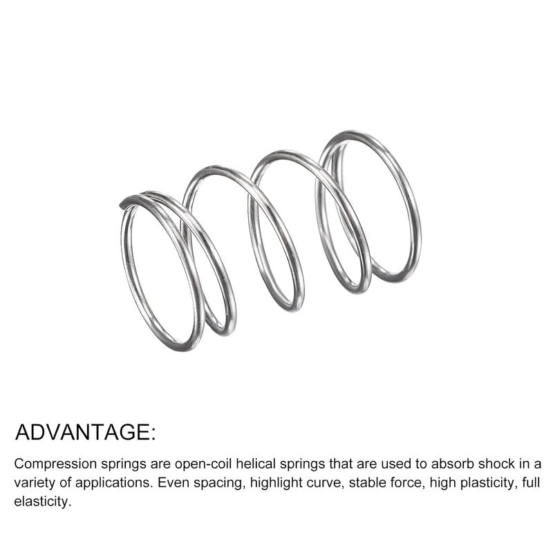 METALLIXITY Compression Springs (0.6x10mm OD,10mm Free Length) 10Pcs, 304 Stainless Steel Extension Spring - for Shop Home Repairs, DIY Projects, Silver Tone - Image 5